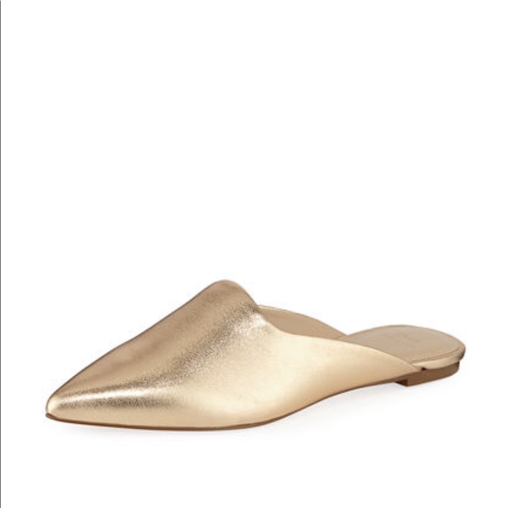 Marc Fisher Metallic Gold Sheen Leather Mules W8